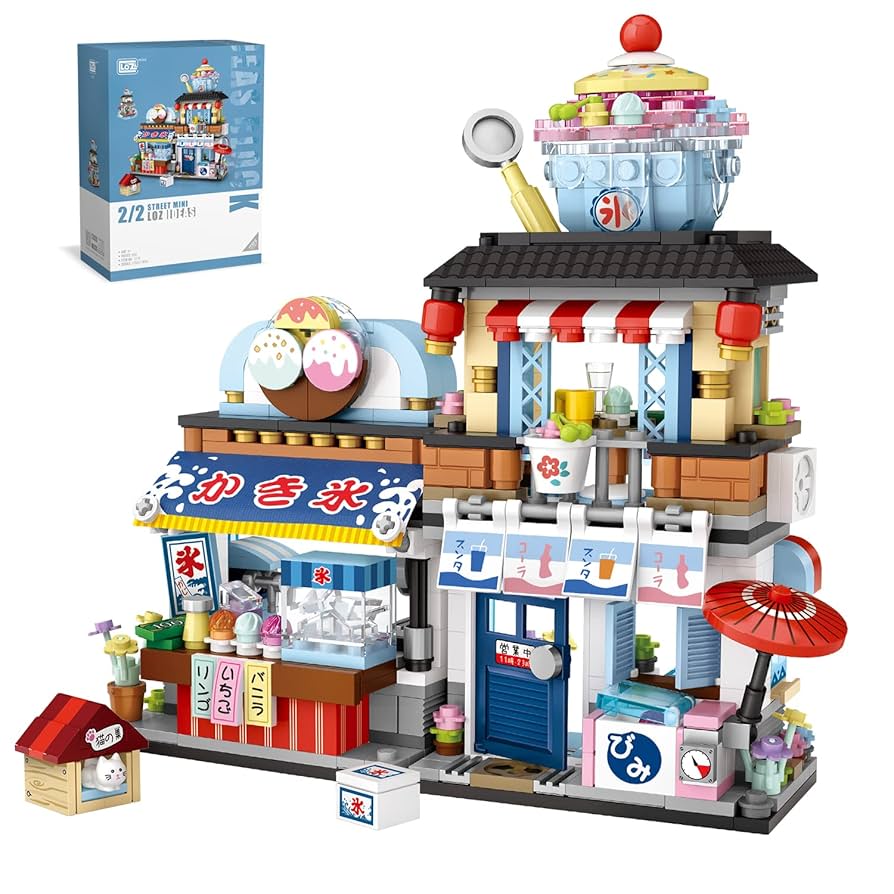 QIUXQIU Japanese Street View Seafood Store Toys, MOC